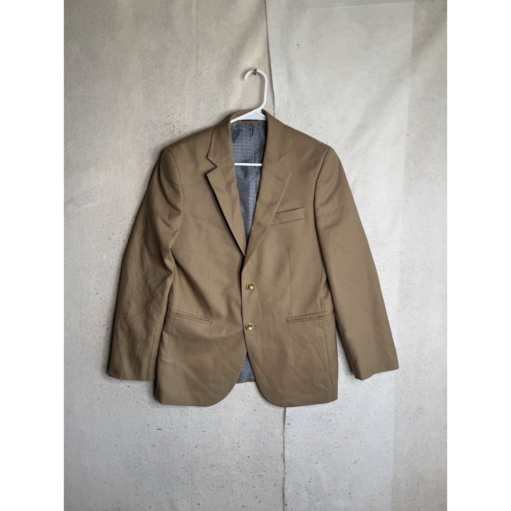 Stafford Mens 36 Short Classic Fit Wool Blazer Tan Sport Coat Gold Buttons 7180